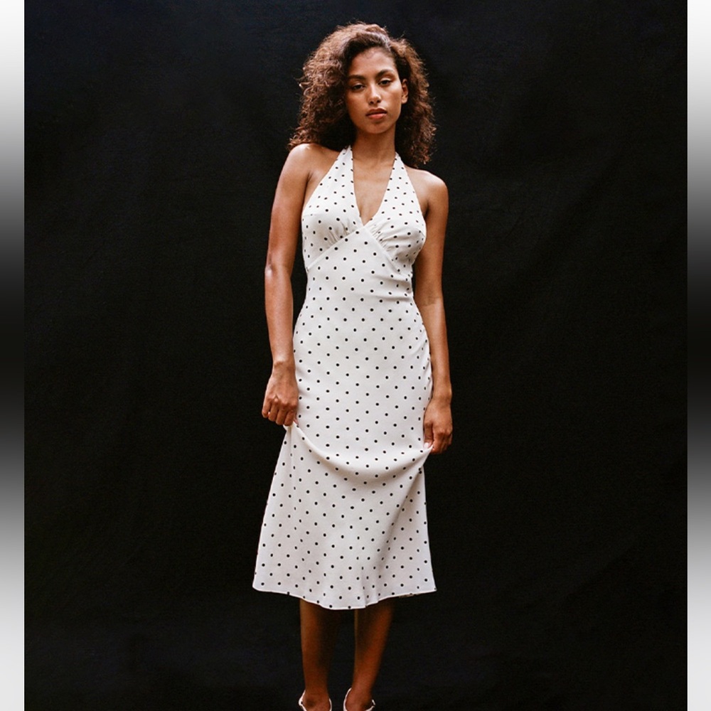 Realisation Par White and Black Halter Midi Sundress